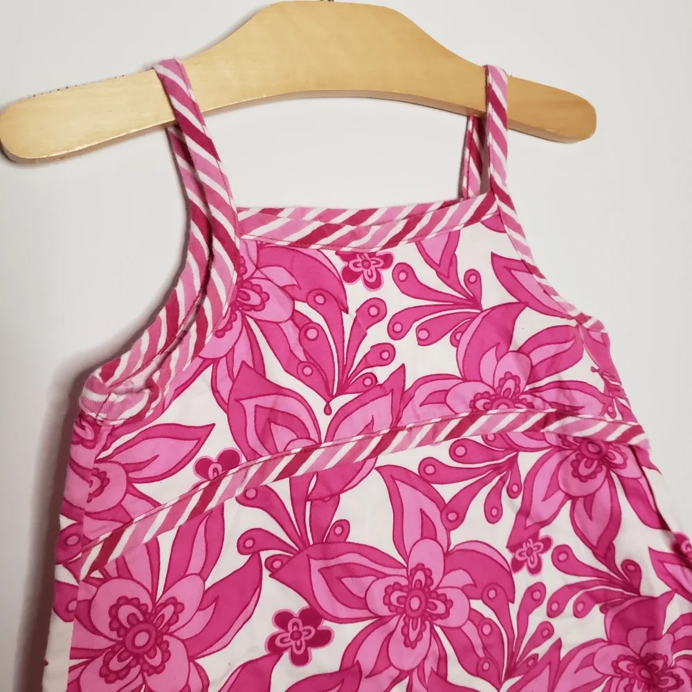 Hanna Andersson 100 / 4 Toddler Girl Pink Floral Patterned Retro Sun Dress